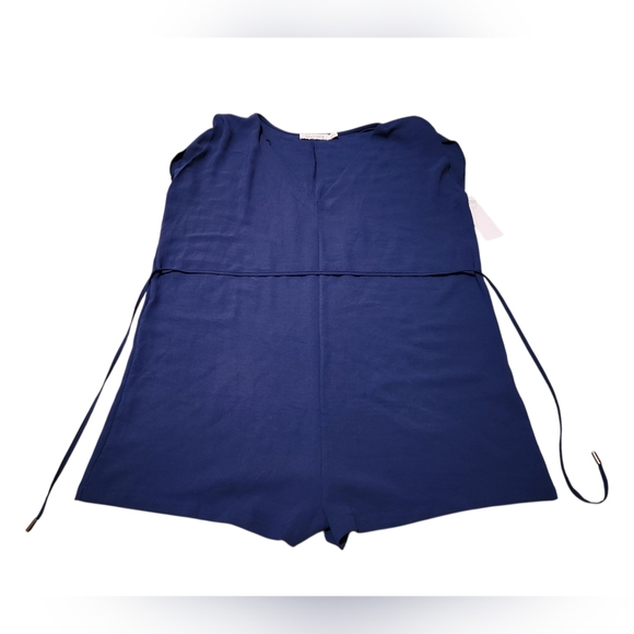 Women’s Large Bishop + Young V-Neck Sleeveless Tie Blue Romper